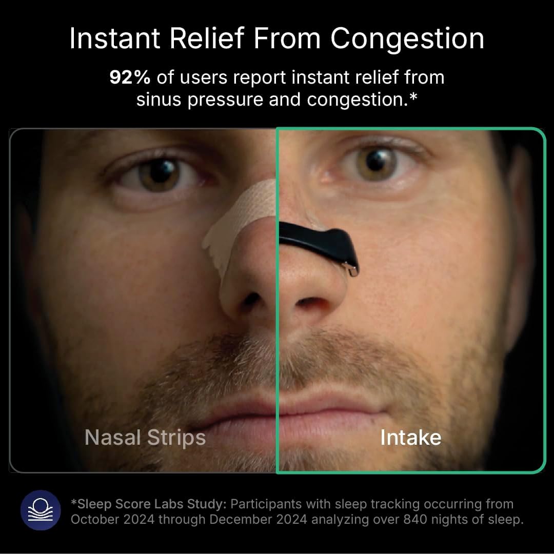 Intake Breathing Nasal Strip Starter Kit (15 Count, Black) - Boost Oxygen Intake, Reduce Snoring, Improve Sleep Quality
