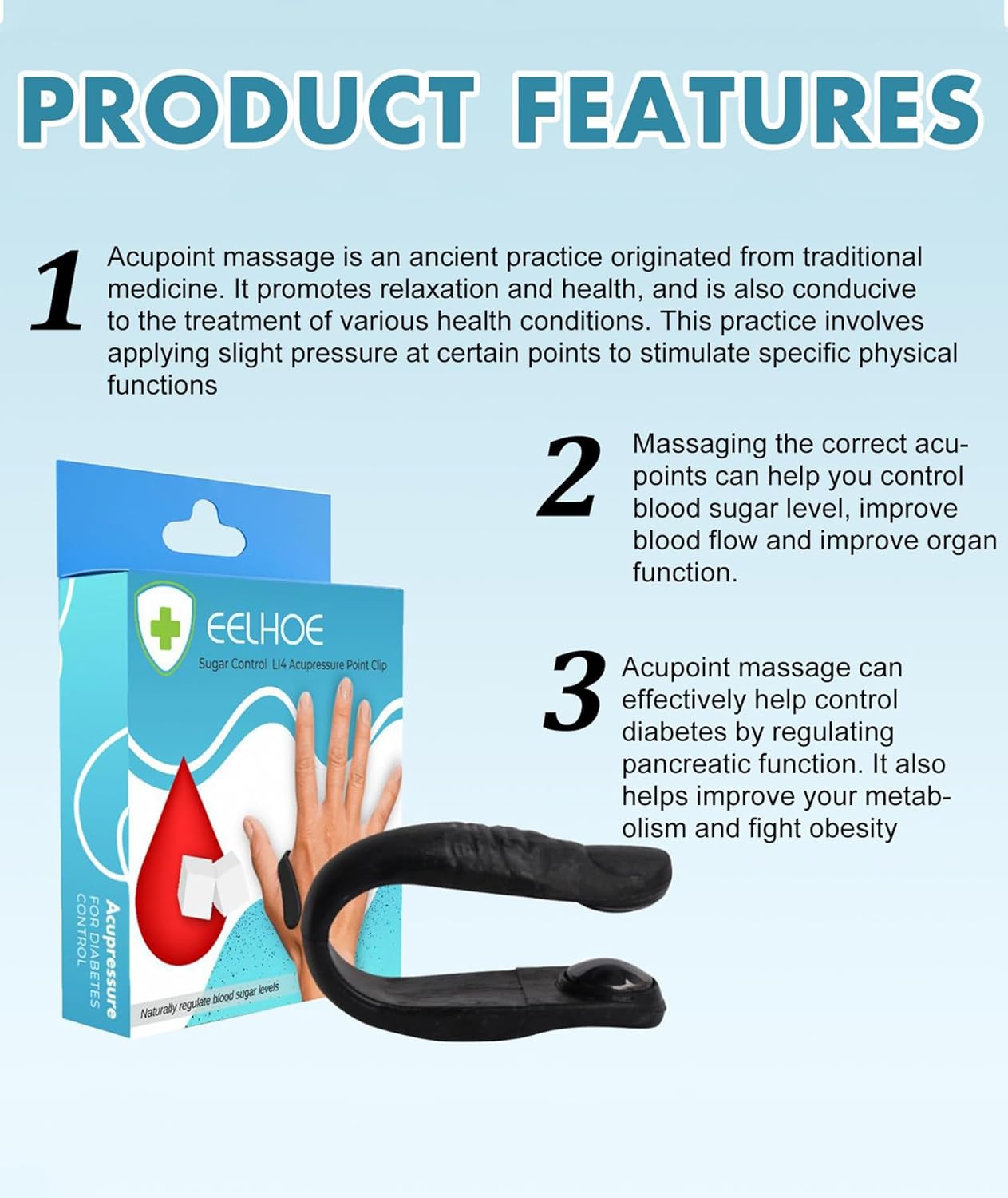 Sugar Control Li4 Acupressure Clip, Sugar Control Acupressure  (Black)