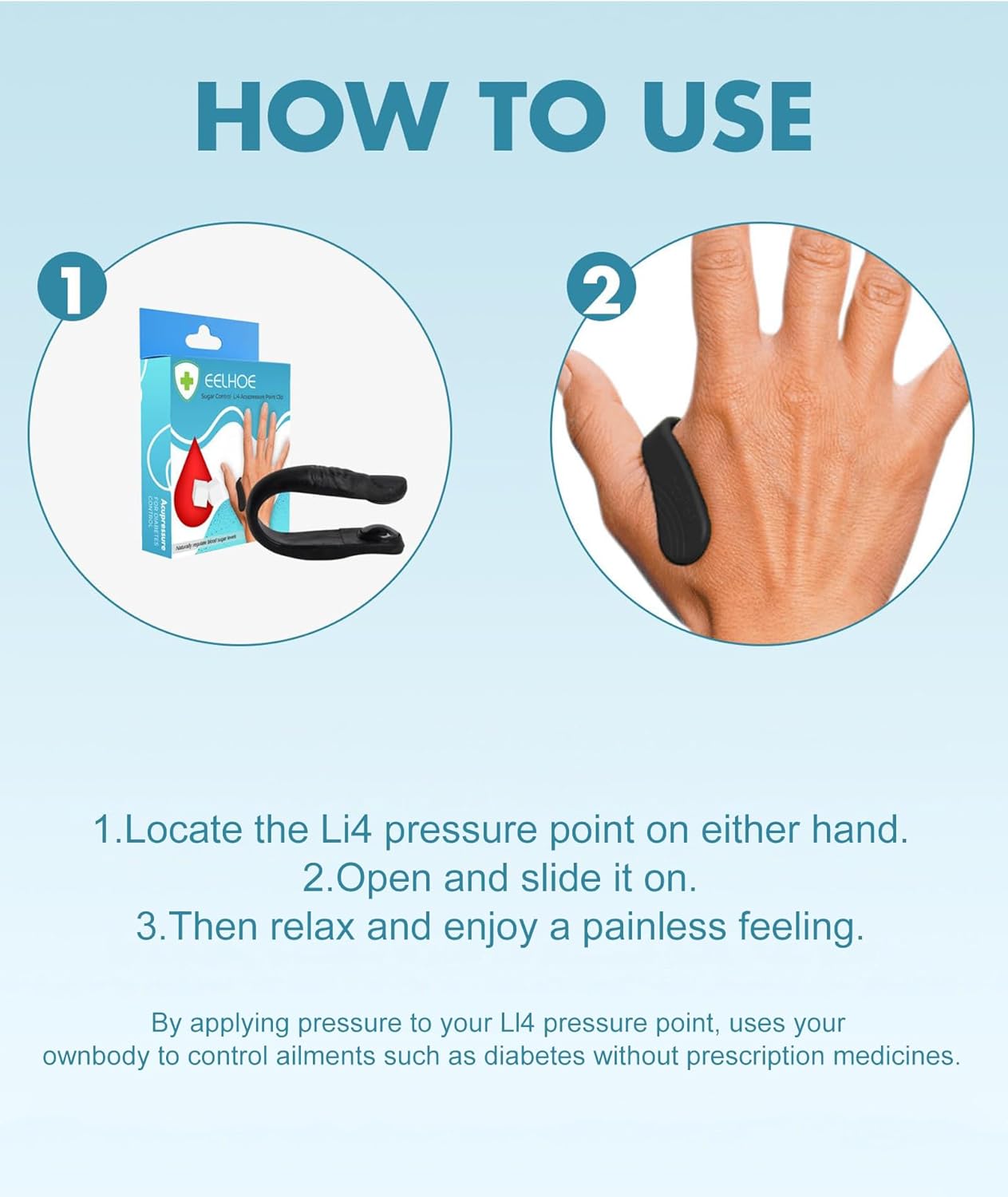 Sugar Control Li4 Acupressure Clip, Sugar Control Acupressure  (Black)