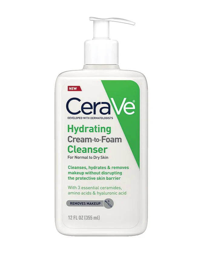 CeraVe- Hydrating Cream to Foam Cleanser For Normal or Dry Skin, 355 ml