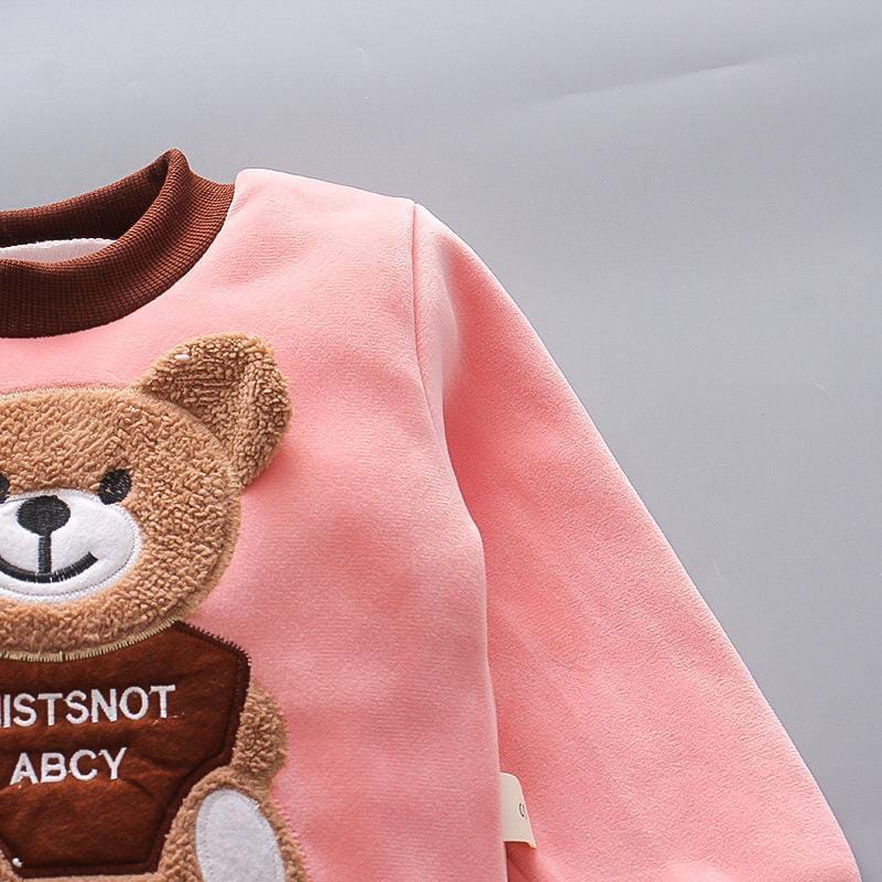 Children'S Clothing 2024 New Korean Version Cartoon Plush Bear Three-Piece Set Autumn And Winter