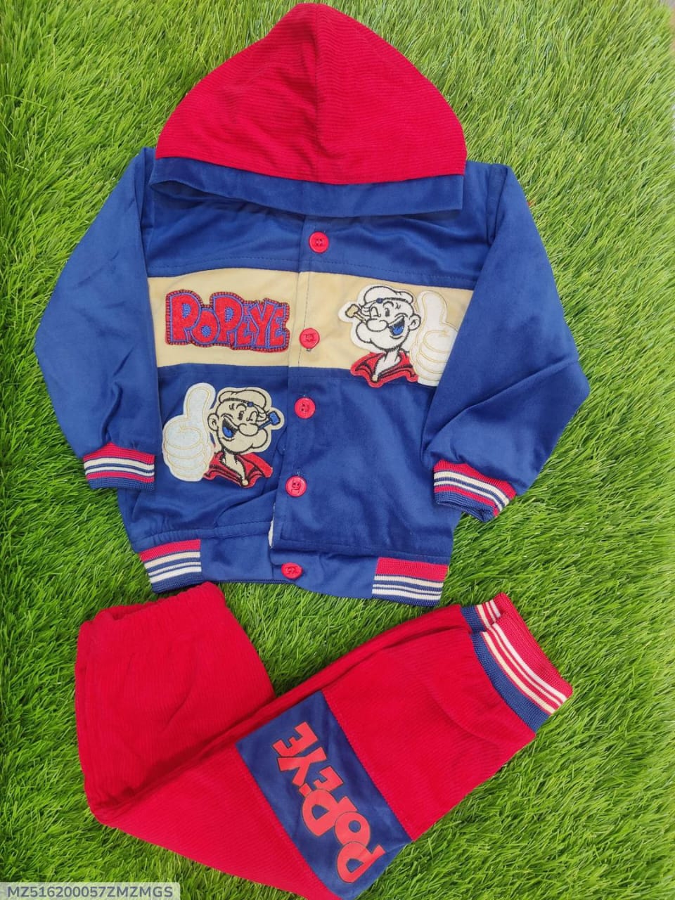 Baby Boy Corduroy Printed Shirt And Trouser Set